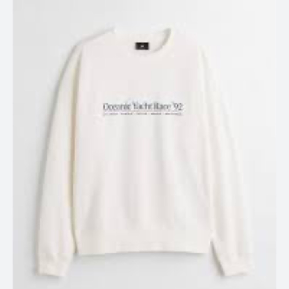H&M Sail Race Oversized Fit Crewneck Size XXL color Cream 100% Cotton NWOT